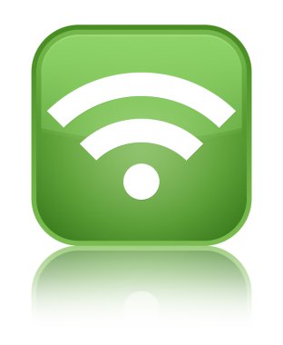 WiFi simgesi parlak yeşil kare düğme yansıyan