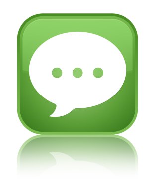 Konuşma simgesini parlak yeşil kare düğme yansıyan