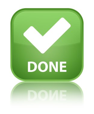 (Doğrulama simgesi) parlak yeşil yansıyan kare düğme yapılır