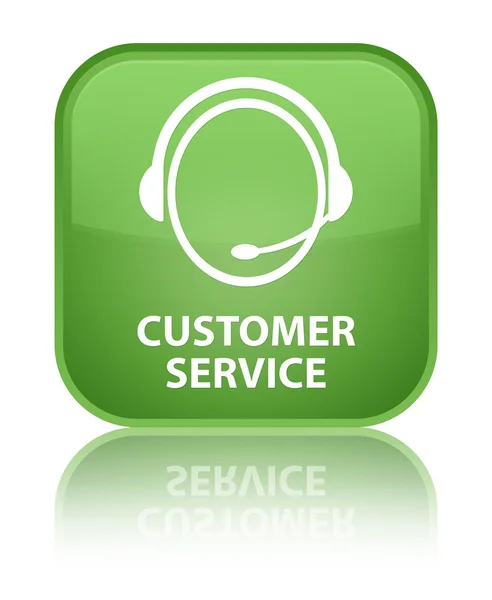 Customer service glossy green reflected square button — Stock Photo, Image