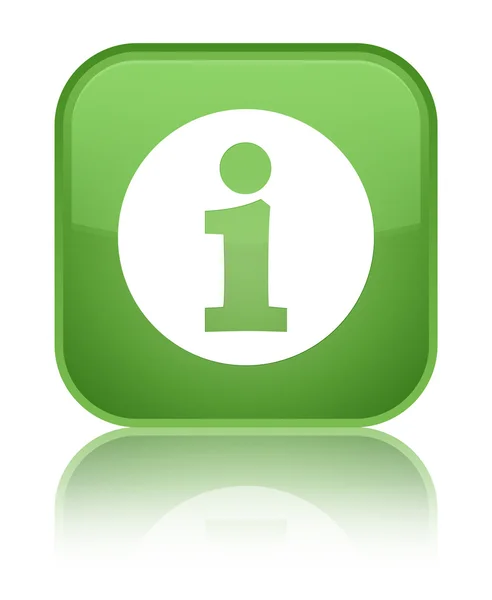 Info pictogram glanzende groene weerspiegeld vierkante knop — Stockfoto