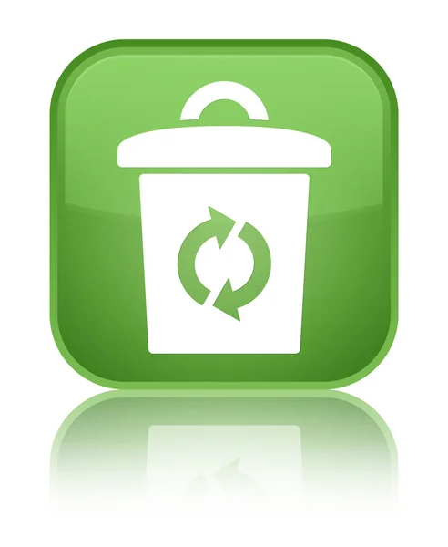 Prullenbak recycleren bin pictogram glanzende groene gereflecteerde vierkante knop — Stockfoto