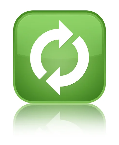 Aktualizacji ikona zielony odzwierciedlenie przycisk kwadratowy — Zdjęcie stockowe