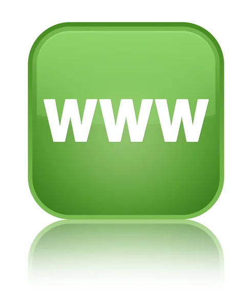 WWW глянцева зелена відбита квадратна кнопка — стокове фото