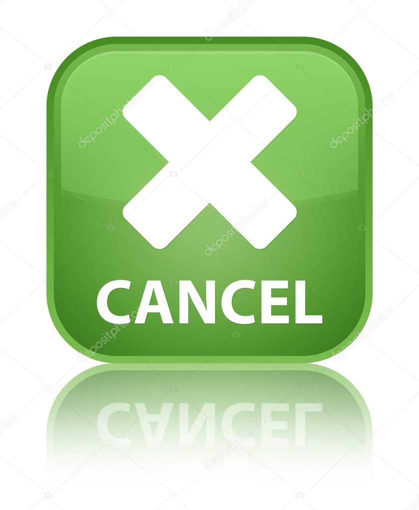 Cancel glossy green reflected square button