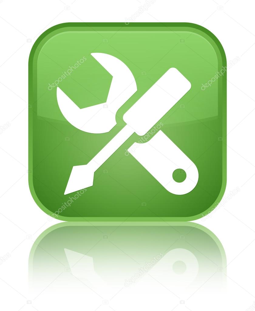 Settings icon glossy green reflected square button — Stock Photo © FR