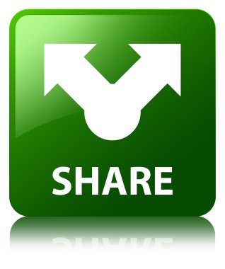 Paylaşım parlak yeşil kare düğme yansıyan