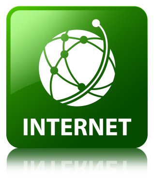 Internet (küresel ağ simgesini) parlak yeşil yansıyan kare ama