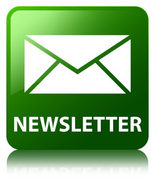 Bülten parlak yeşil kare düğme yansıyan