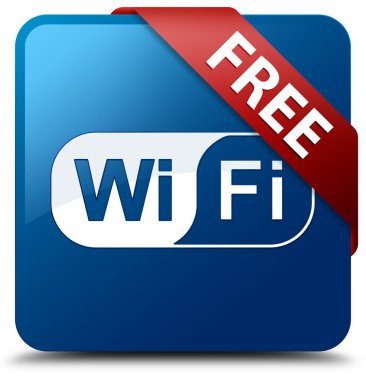 WiFi (Wifi simgesi) cam gibi kırmızı şerit üzerinde parlak mavi kare bu ücretsiz