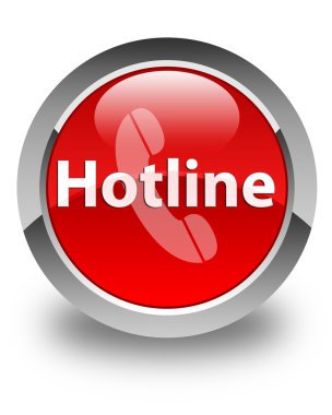 Yardım hattı (telefon simgesi) parlak kırmızı yuvarlak düğme