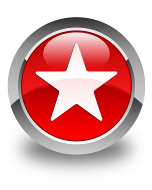 Yıldız simgesi parlak kırmızı yuvarlak düğme
