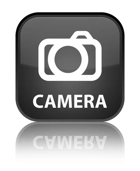 Camera glossy black reflected square button — Stock Photo, Image