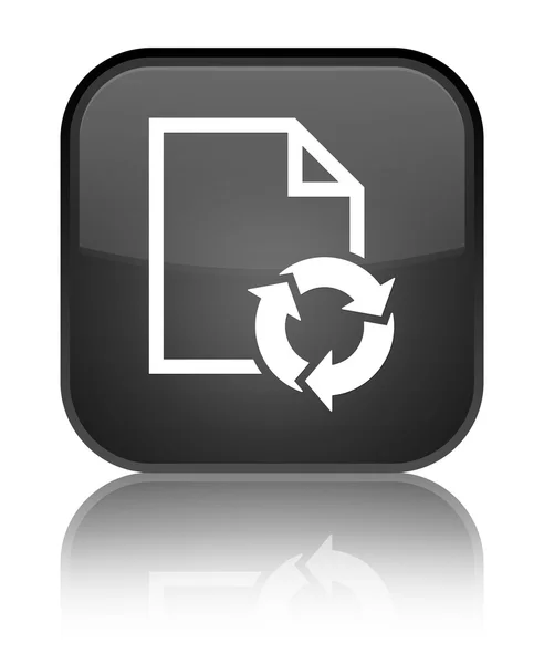 Document process icon glossy black reflected square button — Stock Photo, Image