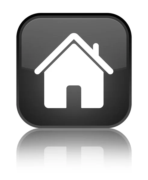 Глянцевая черная кнопка с изображением дома — стоковое фото