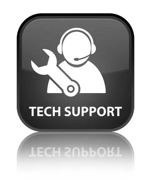 Τεχνολογίας υποστήριξη (πελάτης υπηρεσία εικονίδιο) γυαλιστερό μαύρο αντανακλάται στήριγμα τοποθέτησης — Φωτογραφία Αρχείου