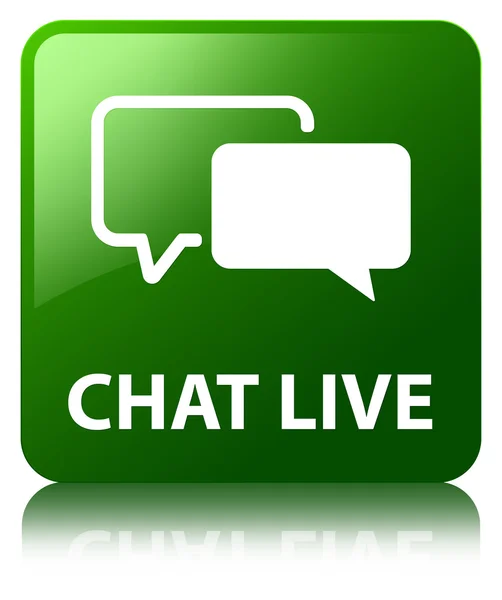 Chat live brillant vert réfléchi bouton carré — Photo