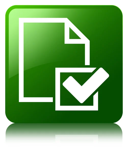 Checklista-ikonen glansig grön återspeglas fyrkantig knapp — Stockfoto