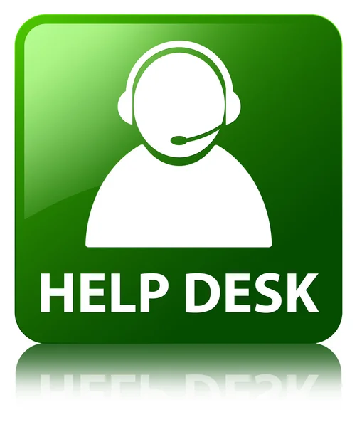 Help desk (customer care icon) glossy green reflected square but — Stock Photo, Image