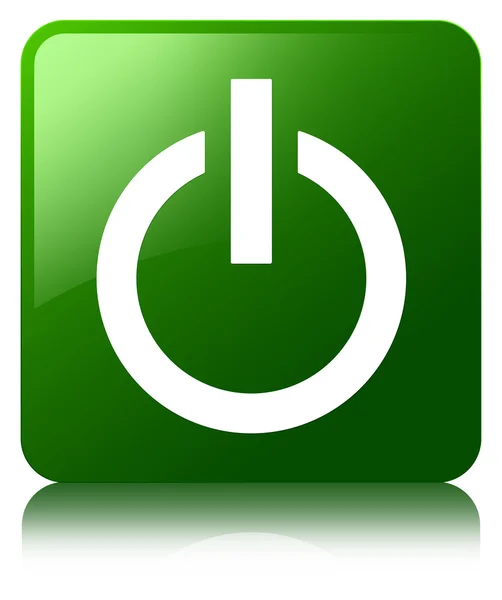 Władza ikona zielony odzwierciedlenie przycisk kwadratowy — Zdjęcie stockowe