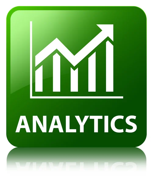 Аналітика (піктограма статистики) глянцева зелена відбита квадратна кнопка — стокове фото