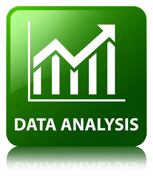 Analisis data (ikon statistik) mengkilap hijau mencerminkan persegi bu — Stok Foto