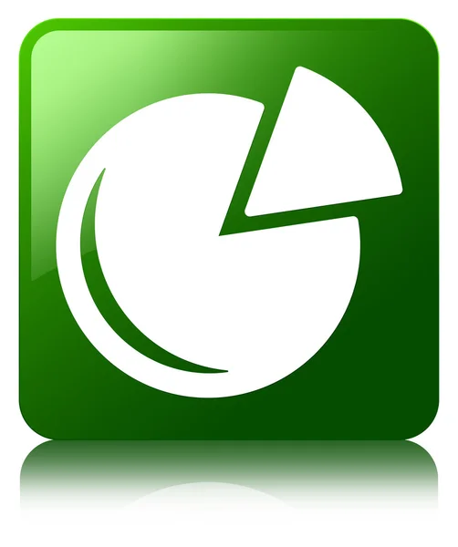 Grafik simge parlak yeşil kare düğme yansıyan — Stok fotoğraf