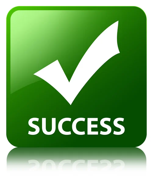 성공 (아이콘 확인) 광택 녹색 사각형 버튼을 반영 — 스톡 사진