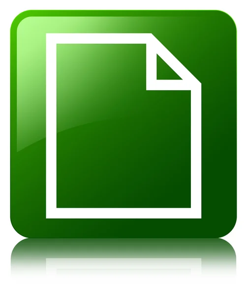 Ícone de página de documento em branco brilhante botão quadrado refletido verde — Fotografia de Stock