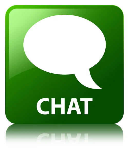 Chat (ícone de conversa) verde brilhante refletido botão quadrado — Fotografia de Stock