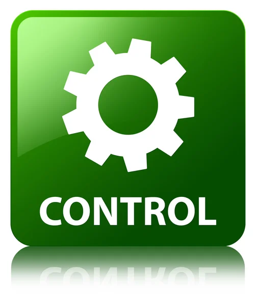 Controllo (icona delle impostazioni) pulsante quadrato riflesso verde lucido — Foto Stock