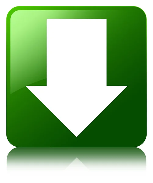 下载箭头图标光泽绿色反射的方形按钮 — 图库照片
