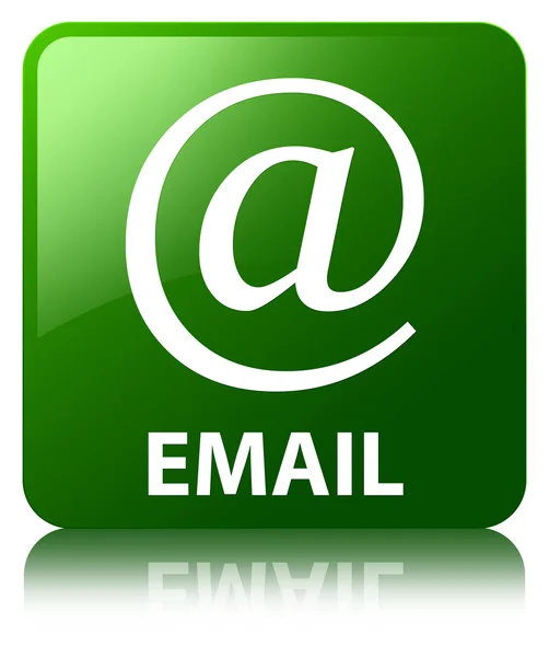 E-posta (adresi simgesi) parlak yeşil kare düğme yansıyan — Stok fotoğraf