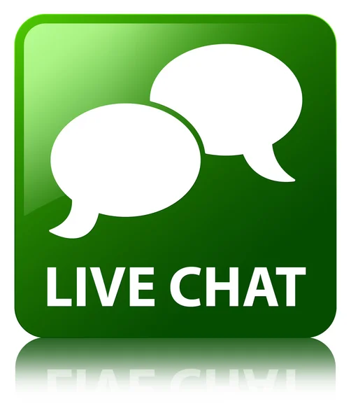 Canlı sohbet (balonu simgesinin) parlak yeşil yansıyan kare düğme