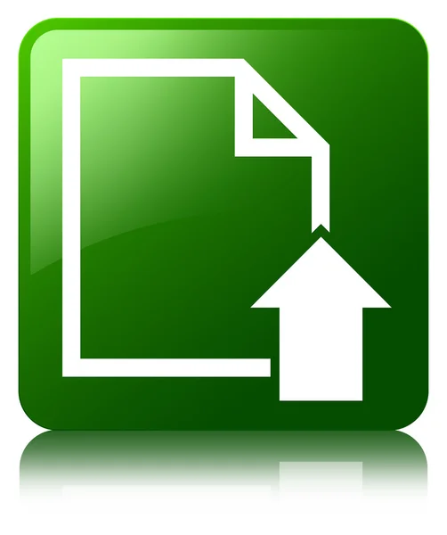 Carregar documento ícone verde brilhante refletido botão quadrado — Fotografia de Stock