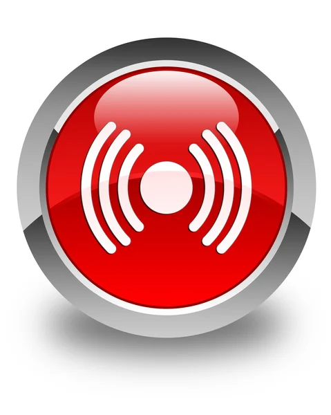 Ícone de sinal de rede botão redondo vermelho brilhante — Fotografia de Stock