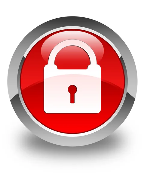Padlock icon glossy red round button — Stock Photo, Image