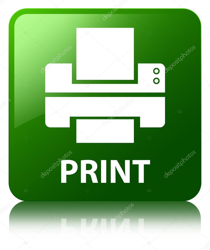 Print glossy green reflected square button