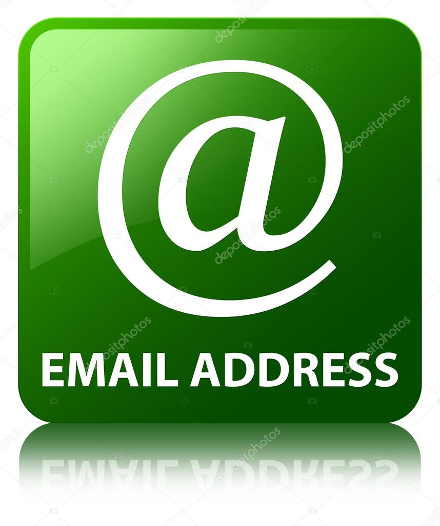 Email address (address icon) glossy green reflected square butto