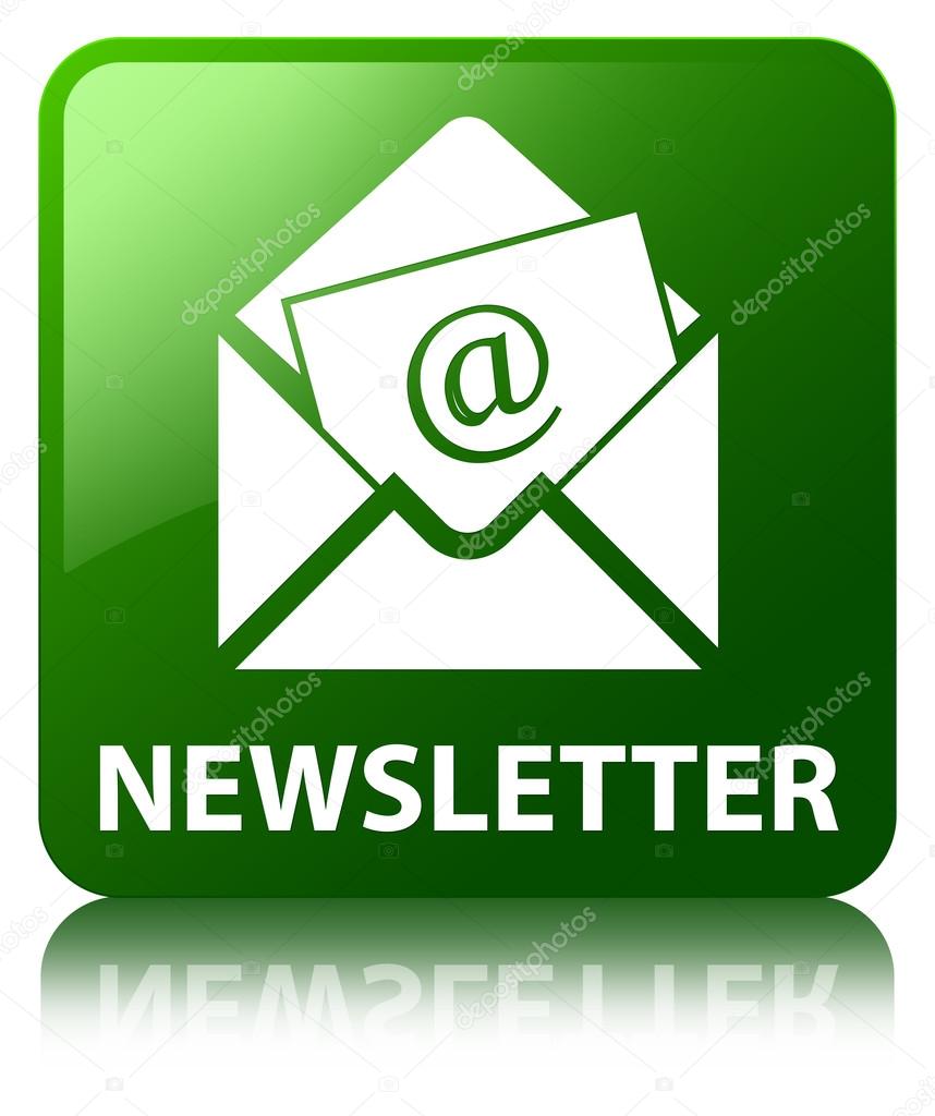 Newsletter glossy green reflected square button