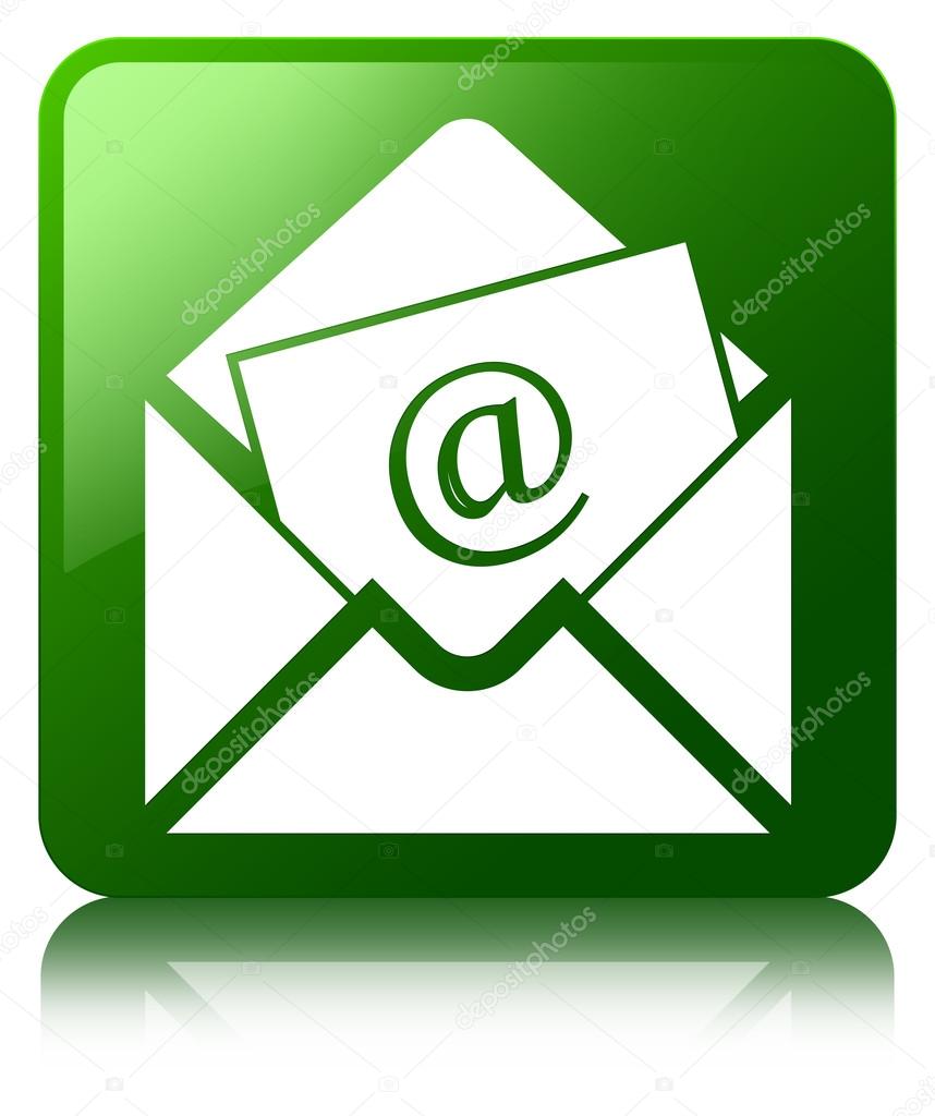 Newsletter Icon Glossy Green Reflected Square Button Stock Photo By C Fr Design