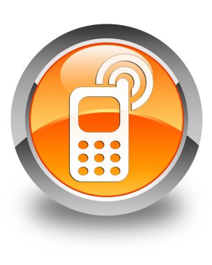 Cellphone ringing icon glossy orange round button clipart
