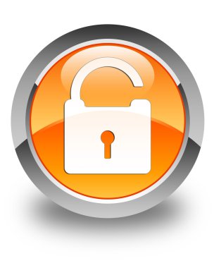 Asma kilit simgesi parlak turuncu yuvarlak düğme kilidini