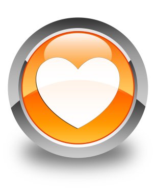 Kalp simgesi parlak turuncu yuvarlak düğmesi