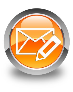 E-posta kutsal kişilerin resmi parlak turuncu yuvarlak düğme Düzenle