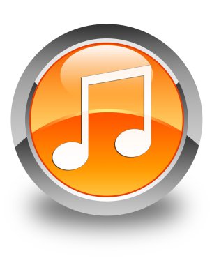 Müzik simgesi parlak turuncu yuvarlak düğmesi