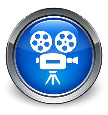 Video kamera simgesi parlak mavi düğme