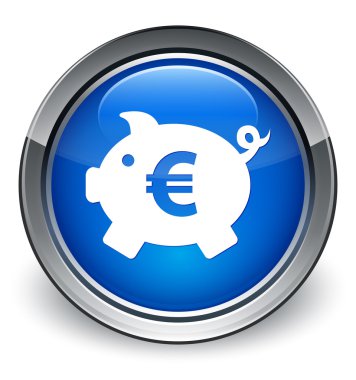 Kumbara (euro simgesi) kutsal kişilerin resmi parlak mavi düğme