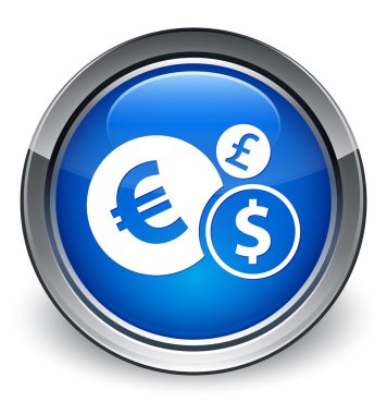 Finans simgesi parlak mavi düğme