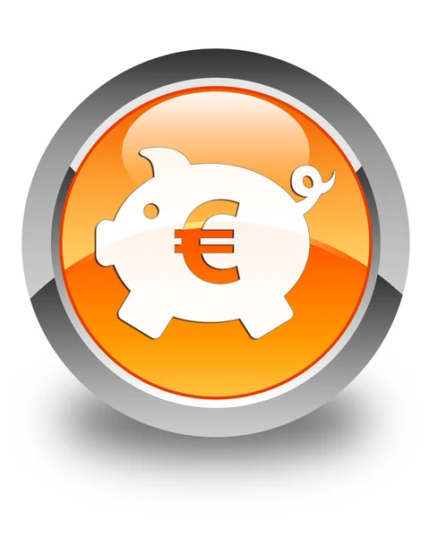 储钱罐 (欧元符号) 图标光泽橙色圆形按钮 — 图库照片